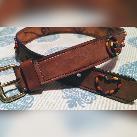 Genuine Leather Beaded Belt by The Limited M - Picture 3 of 5